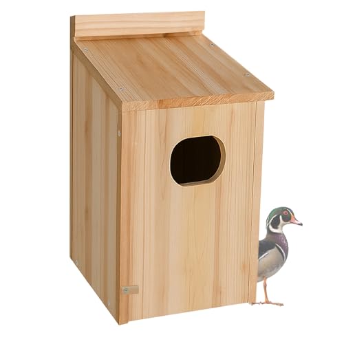 Duck House - Wood Duck Houses for Outside, Duck Nesting Box Outdoor Shelter for Pond, Wetland Ducks and Hooded Mergansers 17x10x10 Inches - color: Rectangular Duck House, size: 17"H x 10"W x 10"D