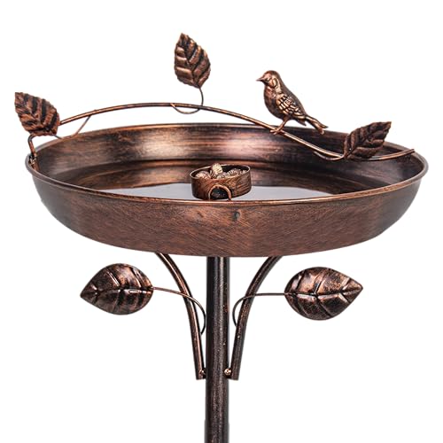 VEWOGARDEN Retro Bird Bath for Outside Garden 12" Birdbath with Metal Stakes, Bird Bath and Feeder for Yard Patio Decor - color: Vintage Bronze
