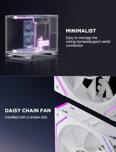Asiahorse Dawn 120mm Case Fan, ARGB PWM 1850RPM/71CFM Airflow, Forward & Reverse Blade Design, Low Noise, Precision HDB Bearings High Performance UNI PC Fan Modular Daisy Chain - color: White, size: 1-pack-Reverse blade