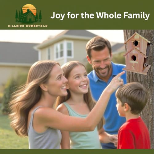 Cedar Bird House for Outside, Wooden Birdhouse for Outdoors, Bluebird House, Hanging Birdhouse with Predator Guard, Large Clean Out Door, All Natural Linseed Oil Finish