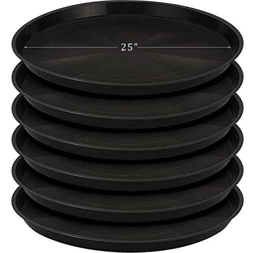 Eccliy 6 Pack Plastic Plant Saucer Heavy Duty Planter Saucers Large Plant Pot Saucers Plastic Water Trays for Indoors and Outdoors Flower Plant Plant Drip (Black,25 Inch) - color: Black, size: 25 Inch, style: Round