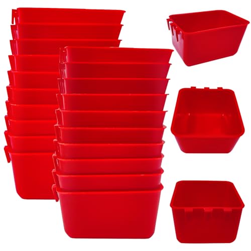 20 Pcs Chicken Coop Feeder Water Cup,16 oz Cage Cups Chicken Feeder Waterer, Cage Cups Birds Hanging Feeders, Chicken Feeder Water Bowl for Parakeet Poultry Pigeon Bunny Wire Cage (Red) - color: Red, size: 16oz
