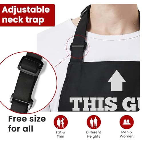 SANDJEST Funny Mens Aprons with Pockets for BBQ Grilling Cooking Grandpa Husband Apron for Birthday Christmas Father's Day - color: Grilling/Bbq 3