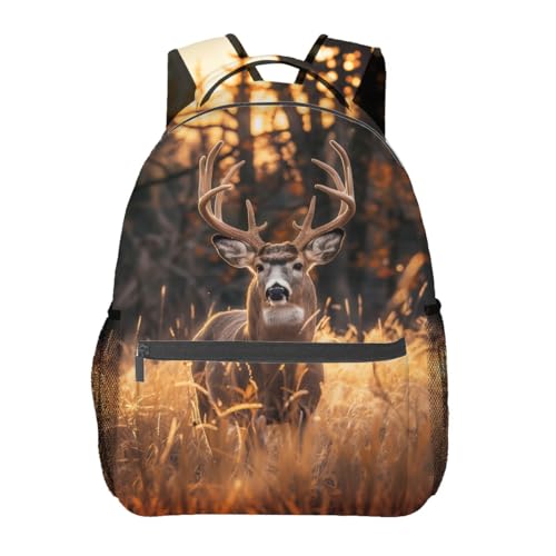 Cool Deer Backpack,Autumn Forest Polyester Backpacks,Lightweight Double Shoulder Back Pack for Kids Teens,Nature Retro Bookbag,School Bag Gifts,Casual Travel Daypack Book Packs - color: Deer