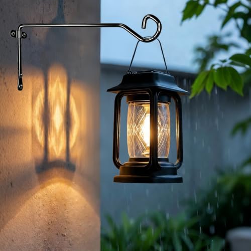2 Pack Heavy Duty Metal Plant Hanger Wall Hooks – Indoor and Outdoor, Holds Up to 15-25 lb, for Hanging Plants, Lanterns, Bird Feeders – 9.4IN Black - color: Black, size: 9.4 IN-Curved Hook