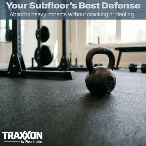 Flooring Inc's 1/4" Thick Tough Rubber Flooring Roll | Flexible Recycled Rubber Floor Mats for Home Gym | Heavy Duty Rubber Mat for Home Gyms, Sheds, Horse Stall Mat or Trailer - color: Black, size: 180"L x 48"W x 0.5"Th