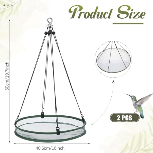 FoldTier 2 Pack 16 in Bird Feeders Seed Catcher for Outdoor Feeders, Hanging Tray