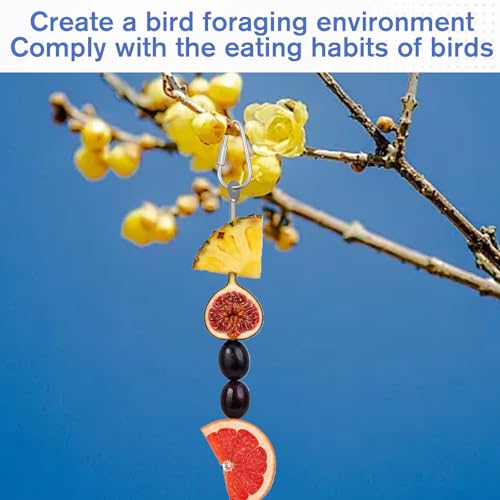 3 PCS Bird Food Holder, Stainless Steel Birds Cage Feeder, Bird Treats Skewer Stick Hanging Vegetable Fruit Cage Treating Tool, Feeder Foraging