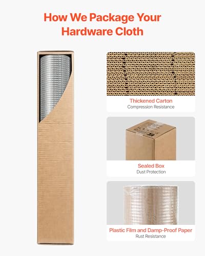 VEVOR Hardware Cloth, 1/2 inch 60 inch x 100 ft 19 Gauge Chicken Wire Fence, Hot-Dip Galvanized After Welding Metal Wire Mesh Roll, Garden Plant Welded Fencing Roll Supports Poultry Netting Cage Fence - size: 1/2 inch 60 inch x 100 ft