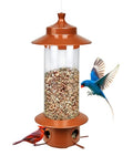 Squirrel Proof Bird Feeders for Outdoor: 4.8LB Large Capacity Hanging Bird Feeder, Weight-Activated Mechanism Wild Bird Feeders, Chew-Proof Metal Birdfeeder for Finch Cardinal Chickadee - color: Red Copper