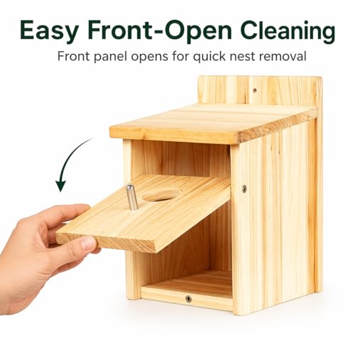 Wooden Bird Houses for Outside Birdhouses Nest Bluebird House for Cardinals Finch Wren Swallow for Garden Viewing 1B - size: 6inch×6inch×9inch