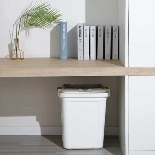Ashfield & Harkness Airtight Pet Food Storage Container, 23 Qt / 20 Lbs | BPA-free HDPE, slim white/grey design, scoop included, 14.5"x10.5"x17", keeps dry dog & cat food fresh - color: White, size: 20 lbs