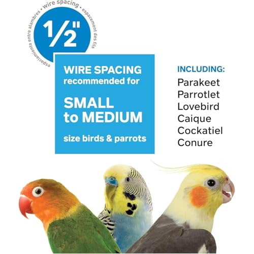 HomeStock Square Roof Bird Cage - Durable Metal Bird Habitat with Spacious Interior White - color: White