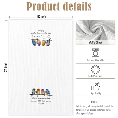 Inspirational Bird Kitchen Towels, Bird Lover Gifts for Women Men, Every Little Thing is Gonna Be Alright Motivational Hand Towels of Bathroom Kitchen, Inspirational Gifts for Women Men - color: Funny Bird
