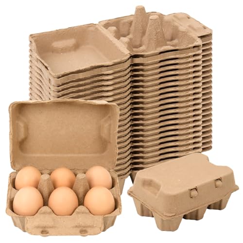 Large Egg Cartons 6 Count, 50 Pack Cardboard Egg Cartons Cheap Bulk, Reusable Paper Egg Holder for Supermarkets Kitchen - size: 2x3
