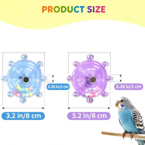 2 Pcs Bird Toys for Parakeets, Colorful Spinning Wheel Chew Toys, Interactive Spinner Rattle Parrot Toys,CockatielToys, Parakeet Toys, Bird Cage Accessories for Entertainment Chewing Exercise - color: Purple and Blue