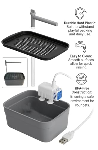 Automatic Parakeet Bird Bath with Pump,Adjustable Water Flow & Parrot Shower,USB Powered Bird Fountain Bathtub for Cage,Quiet Circulating Water System for Budgie,Lovebird (S) - color: Light gray#