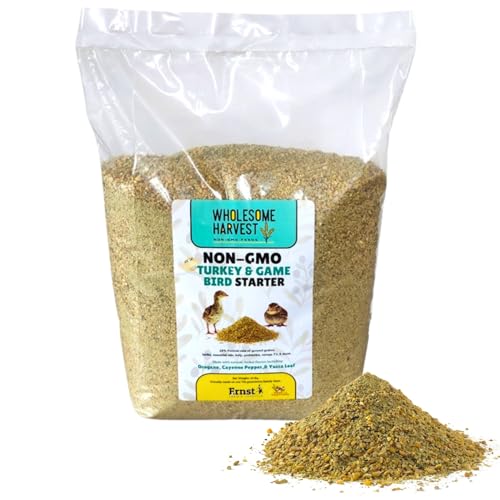 Non-GMO Turkey & Game Bird Starter Feed – 10 lb, 28% Protein, Omega-3, Calcium, Probiotics, Prebiotics & Herbs – Complete Nutrition and Quality Game Bird Feed - size: 10 Pound (Pack of 1)