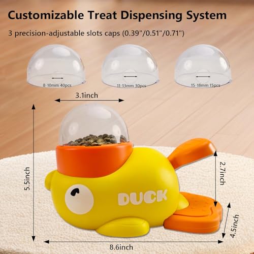 Duck Treat Dispenser for Cats and Small Dogs to Train Problem-Solving Skills, Dog Slow Feeder to Prevent Bloating, Cat Puzzle Feeder to Improve IQ,Interactive Treat Dispensing Enrichment Toy