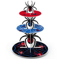 3 Tier Spider Cupcake Stand Spider Birthday Party Decorations Cupcake Tower Hero Theme Cake Holder Hero Dessert Holder Table Display for Birthday Baby Shower Party Supplies - style: Spider
