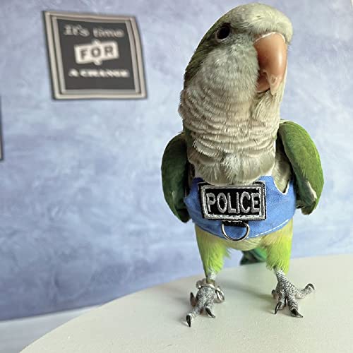 RRRIOT Bird Flight Harness Vest, Parrot Flight Suit with Leash, Blue, Medium, Cotton, Anti-Slip Rubber, Zipper Closure, Suitable for Parrots, Birds - size: M