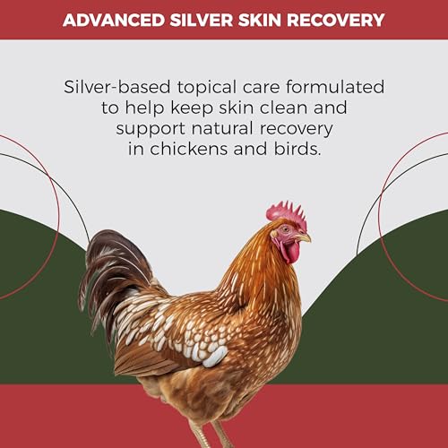 SHEVAT VITAMINS Silver Wound Spray for Chickens & Birds – Gentle Skin Relief for Scrapes, Cuts, Rashes & Irritation – Non-Stinging, Alcohol-Free, Safe for Feathers & Skin – 120ml (4oz)