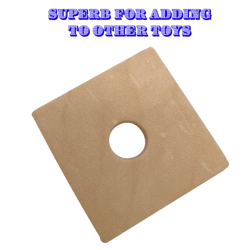 5033 Pk6 Big Punched Leather Squares - Thickly Cut Vegetable Tanned Bird Foot Toys, Pet Safe, Center Punched Hole, Versatile, Great for Small to Med Size Pet Birds
