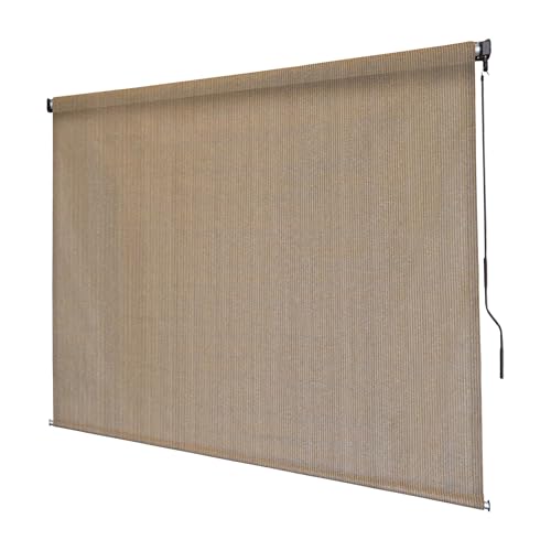 Outdoor Patio Roll Up Shade for Use on Exterior Porch, Patio, Window and More | High Density Polyethylene Privacy Screen Blocks 87% of UV Rays | Hardware Included | 6 ft Wide | Beachfront - color: Beachfront, size: 72"W x 72"H