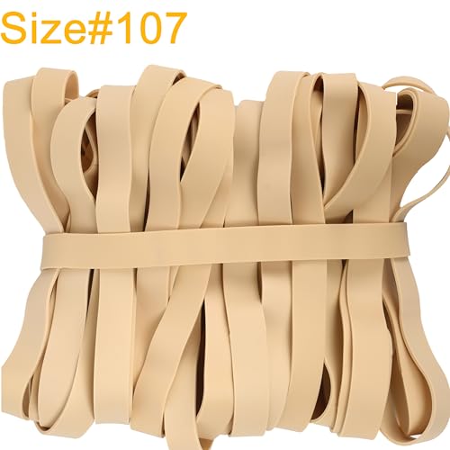 AIWOQI Rubber Bands Size 107 Heavy Duty Big Wide Rubber Band 30PCS #107 | Elastic Bands for Office Supply Trash Can File Folders Litter Box Rubber Bands (Light brown) - color: Light brown
