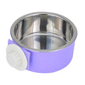 Crate Dog Bowl Removable Stainless Steel Water Food Feeder Bowls Cage Coop Cup for Cat Puppy Bird Pets - color: Purple, size: Small