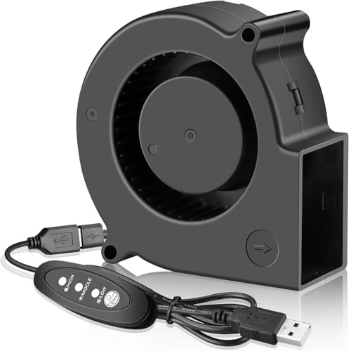 GDSTIME 75mm x 30mm 5V USB Blower Fan with 3 Speed Controller DC Brushless | 7530, Small Turbine Centrifugal Fans, for NAS, Helmet, Vivarium, Laptop, Amplifier, Raspberry Pi Cooling Ventilation - size: 75mm x 30mm