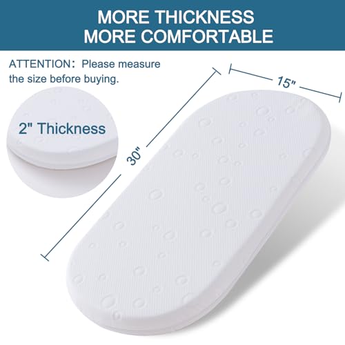 Baby Bassinet Mattress Topper, 30" x 15" x 2" Dual Sided Gel Memory Foam Mattress with Breathable Removable Soft Cover Fit for Most Moses Basket and Dream On Me Lacy Bassinet - size: Oval 30" x 15" x 2"
