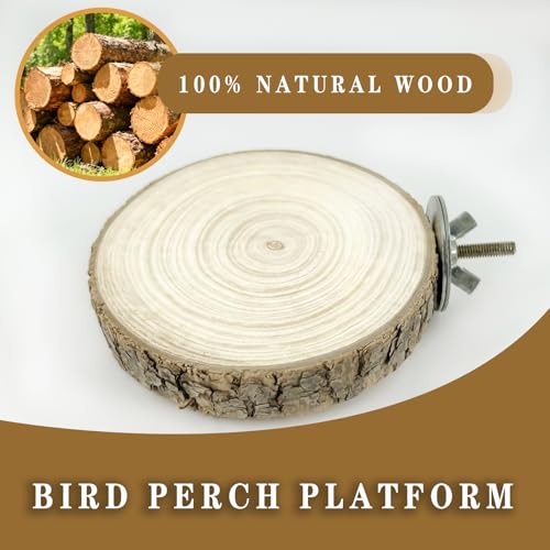 5Pcs Natural Wooden Bird Perch Set – Parrot Perch Toys, Wooden Perch Swing, Cage Accessories for Budgies, Cockatiels, Lovebirds, Finches, and Other Small to Medium Birds (Brown, 5PCS-B) - size: 5PCS-B
