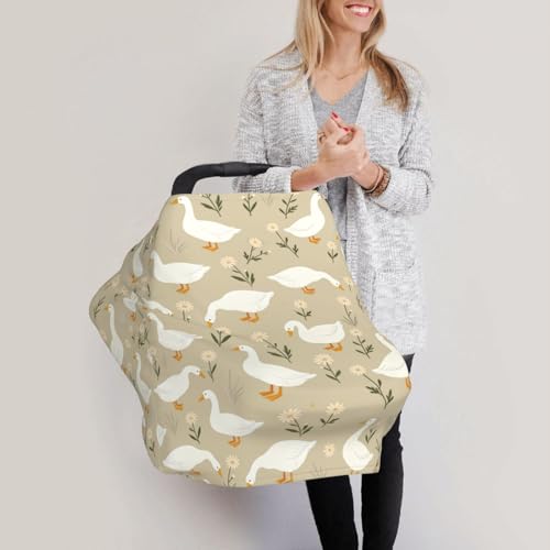 Cute Goose Baby Car Seat Covers, Goose Baby Shower Gifts Carseat Canopy for Boys and Girls Stretchy Infant Carseat Cover - color: goose flowers
