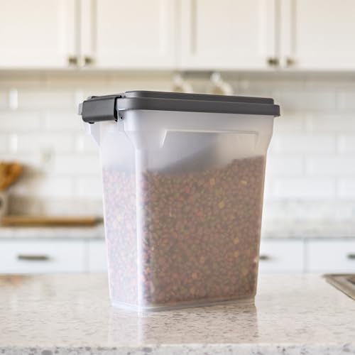 IRIS USA Dog Food Storage Container, Up to 13 lbs, Dark Gray, Made in USA | Includes 2-Cup Scoop, Airtight Seal, BPA-Free, Bird Seed, Cat food, Treats, Keeps Kibble Fresh, Pellets - color: Dark Gray/Clear