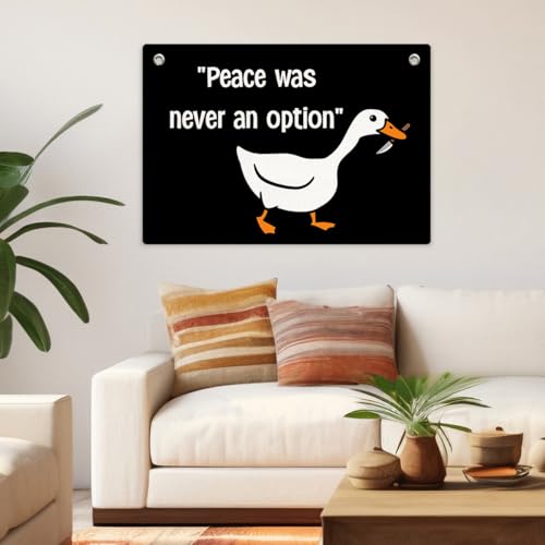 Peace Was Never An Option Goose Flag,Funny Goose Wall Flag Banner Tapestry | Indoor Outdoor Banner Wall Hanging Decor for College Dorm Room Living Room Bedroom Office Decorations 28.5 x 20 Inch - color: Multi 0662