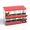 Garvee 8-Hole Chicken Nesting Box with Removable Lid, Metal Chicken Coop with Roll Away Design/Easy Egg Collection/Ventilation Holes, for Chicken Coops, Duck Coops and Hens (RED) - color: RED, size: 8-Hole