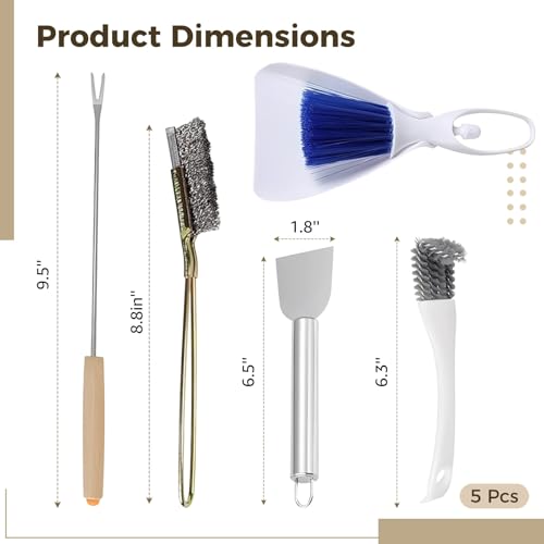 Bird Cage Cleaner Tool Set, Includes Stainless Steel Spatula, Brushes, Cleaning Fork, Small Broom, for Bird Poop Remover, Bird Cage Accessories, Easy Cleaning