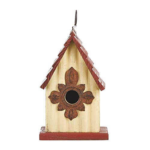 Glitzhome Bird Houses for Outside, Wooden Bird House Hanging Garden Birdhouse for Outdoors, Rustic Bird House for Bluebird Cedar Wren Chickadee Sparrow Bird Nest Box for Garden Patio -9" H - color: 9"H