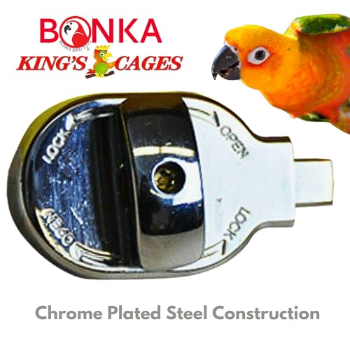 Kings Cages 1334 Lock 6 Round Feeder Door Lock – Durable Chrome-Plated Steel, 2 1/8" x 1 1/4", Secure Feeder Door Closure for Birdcages, Prevents Escape & Tampering