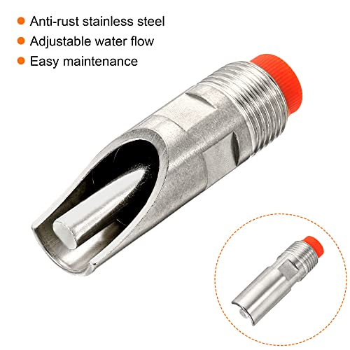 MECCANIXITY Pig Nipple Waterer 2Pcs Automatic Pig Feeder 1/2" PT Poultry Water Nipple Pig Drinker Stainless Steel Plastic Hat Duck-Mouth Type for Sows Drinking, Silver