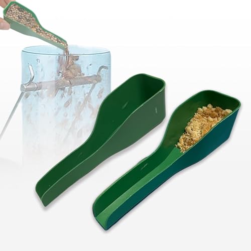 Small Bird Seed Feeder Scoop, Prevent Spill Mini Seed Funnel Dispenser for Tiny Birds, Finches, Chickadees & Small Animals, Fits Round Tube Feeders, Plastic, 2Pcs (Green) - color: Green