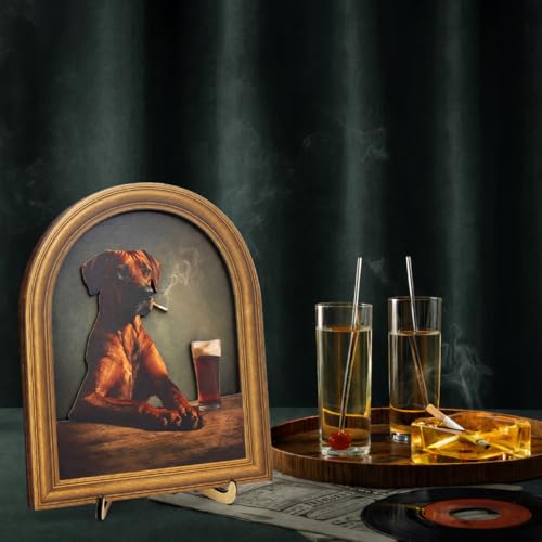 3D Funny Dog Drinking Beer Wall Art Sign for Pub Bar Decor, Vintage Tipsy Dog Portrait, 8x10 Inch - color: Dog-1