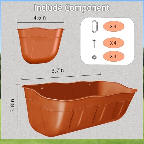 Hanging Chicken Feeders,Duck Feeder Waterer,Small Feed Trough 1.3 Quart 2 Pack,Hanging Fence Feed Trough for Poultry,Terracotta - color: Terracotta, size: 1.3 Quart (2 Pack)