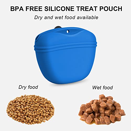 Left&Right Dog Clicker Training Kit,Silicone Dog Training Treat Pouch and Dog Clickers,Dog Treat Bag with Clicker Training for Dogs,Pet Treat Bag with Magnetic Buckle Closing and Waist Clip,Navy Blue - color: Navy Blue