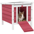 PawHut Small Wooden Rabbit Hutch Bunny Cage Guinea Pig Cage Duck House Dog House with Openable & Waterproof Roof, Red | Bunny Cage, Guinea Pig Cage, Duck House, Dog House, for Rabbits Chickens Ducks - color: Red