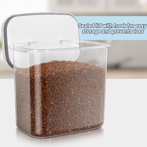 12 lbs Airtight Dog Cat Food Storage Container and Dog Treat Containers BPA-Free, PET Clear Stackable Pet Storage Bin, 1-Cup Scoop, 1-Sponge cleaning brush, Pop Top, With handle, Easy Mobility-large - color: White Large (12L-1Pack)
