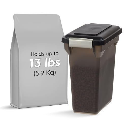 IRIS USA Dog Food Storage Container, Up to 13 lbs, Smoke, Made in USA | BPA-Free, Airtight Seal, Best for Cat Food, Bird Seed, Chicken Feed, Pet Toys, Treats, Pellets - color: Smoke