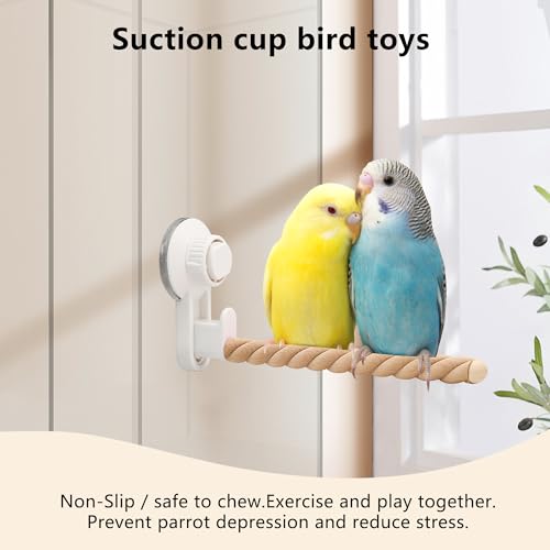 Suction Cup Bird Perch,Natural Wood Parrot Window/Bath/Car/Travel/Shower Perches Stand Portable Parakeet Grinding Stick Training Toys for Small and Medium Birds(Twist Grain) - color: 1 Pcs-Wood Stick