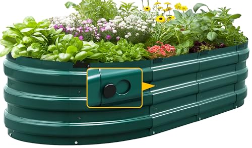 King Bird Raised Garden Bed Kit 10-Minute Assembly 47x24x12 in | Galvanized Planter Box Outdoor for Gardening, Vegetables, Flowers, Green - color: Green, size: 47X24X12 in